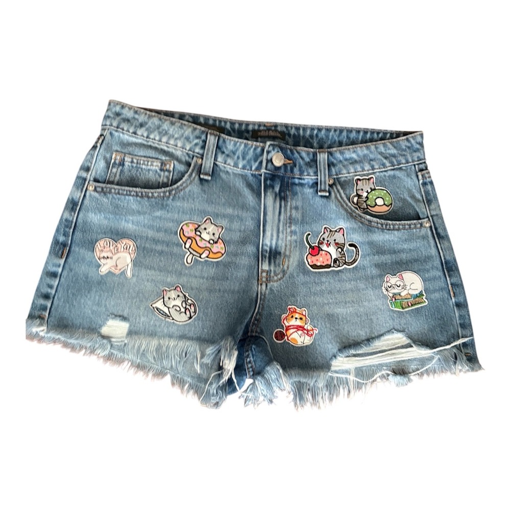 Wild Fable Womens Cat Patch Custom Designed Mid Rise Cutoff Denim Shorts Size 8